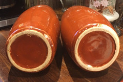 Two Brown Stoneware Vintage Beer / Wine Bottles