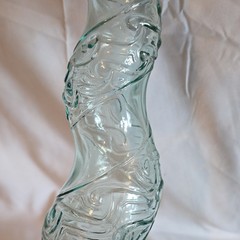 Vintage Long Neck Twisted Spiral Bottaro W/ Raffia Base Empty Wine Bottle 15&Prime;