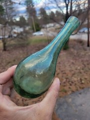 Green Hand Blown Torpedo Wine Bottle Round Bottom 7  » Tall