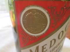 Antique Labeled Green Wine Bottle