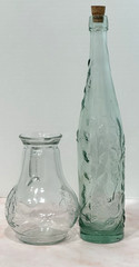 Wine Bottles Set (2) Green Glass Decorative Wine Bottles