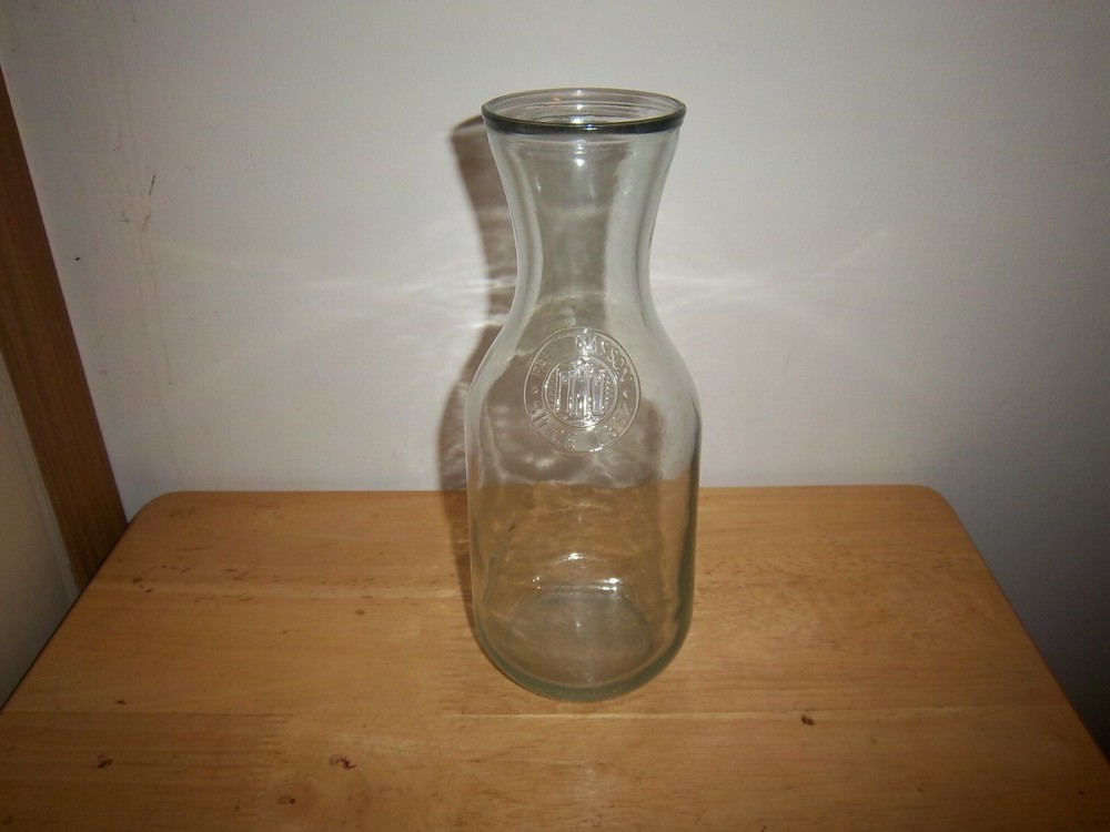 Clear Glass Wine Carafe 10&Prime; Vintage Paul Masson Since 1852, building on front