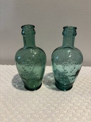 Vtg Cantine Vaselli Orvieto Clear Blue Green Wine Bottle 6&Prime; tall Orvieto
