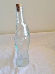 Vtg Empty Italian Fish Shaped Wine Bottle 10” Grn Pescevino Glass Beach Nautical
