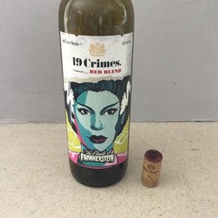 EMPTY 19 CRIMES BRIDE OF FRANKENSTEIN WINE BOTTLE GID LABEL HALLOWEEN