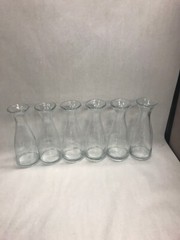 6 pc Vintage clear glass restaurant wedding flower vase Made ITALY Lg 10.5 in