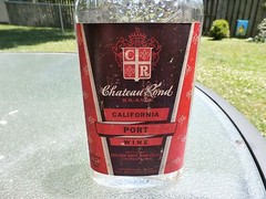CHATEAU ROND CALIFORNIA PORT WINE EMPTY BOTTLE/LABEL EMBOSSED GRAPES & LEAVES