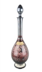 1953 Silver Overlay Floral Design Pink Glass ItalRosa Wine Bottle w/ Labels