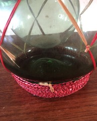 VTG Italy Maggio Red Wine Decanter Basket Green Glass Bottle Ice Chamber 1950s