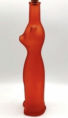 Happy Cat Orange Glass Empty Wine Bottle German Reisling Decorative Vase/Bottle