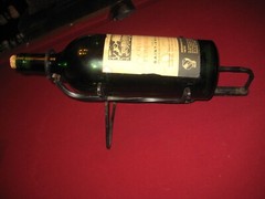 CHATEAU FOMBRAUGE SAINT EMILION 1970 EMPTY BOTTLE CAST IRON STAND GALLON? 24&Prime; L