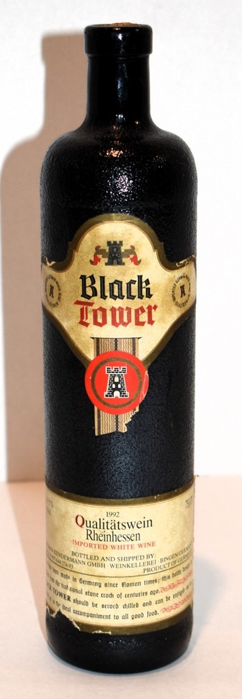 Vintage 1992 Black Tower German Wine Bottle – Empty