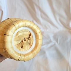 Vintage Long Neck Twisted Spiral Bottaro W/ Raffia Base Empty Wine Bottle 15&Prime;