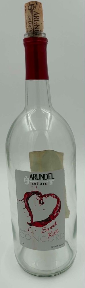 Empty Arundel Cellars Sweet Kiss Concord 1.5L Wine Bottle w/Cork Large Display