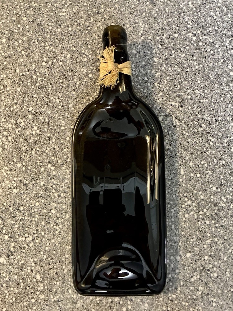 Decorative Amber Brown Flat Pressed Wine Bottle 12”x4.25”