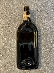 Decorative Amber Brown Flat Pressed Wine Bottle 12”x4.25”