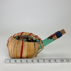 Vintage 1970 Chianti Fiasco Straw Empty Bottle Wrapped Italy 1 Qt Decor 11&Prime; Aqua