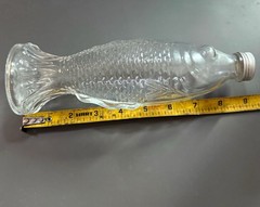 Vintage Cevin Clear Glass Fish Shaped Chianti Wine Bottle