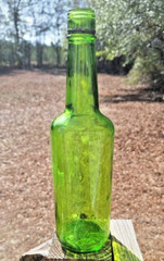 Vintage 25.4 Oz Green Glass Wine Bottle Unknown Brand 11 1/2&Prime; Tall