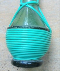 Miniature Wrapped Wine Bottle 3⅜ » Tall Green Plastic 1¾ » Diameter