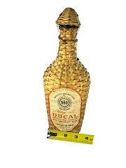 Vintage DUCAL 1969 Wicker Wrapped Portuguese Red Lisbon Grape Wine Bottle