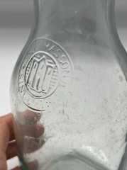 Clear Glass Wine Carafe 10&Prime; Vintage Paul Masson Since 1852, building on front
