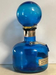 Vintage Italian Beccaro Acqui Cobalt Blue Glass Wine Bottle Made in Italy