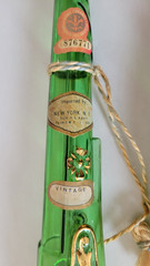 SET OF 2 VINTAGE 17”- “CHIANTI” GREEN/GOLD GLASS PISTOL DECANTERS-EMPTY