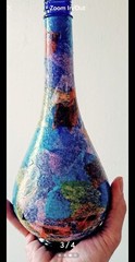 Vintage•Hand Blown Glass Wine Bottle•Blue Multi Color Pre-Owned Great Condition