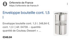 Orfèorerie de France Silver Plated Envelope Bouteille cont 1,5 for wine