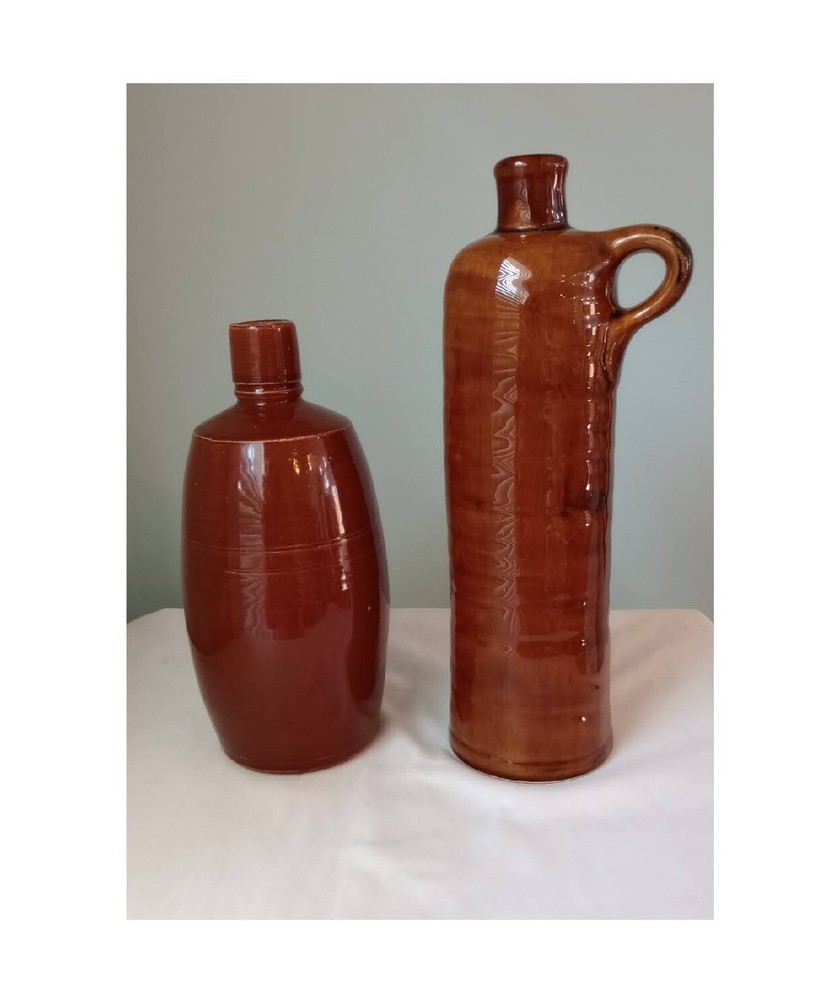 Vintage Stoneware Wine Bottles Newberry Wine And Lancers Wine Red Brown Wine Art