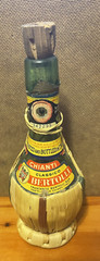 VINTAGE CLASSICO Bertolli CHIANTI EMPTY ITALY WINE BOTTLE Raffia Wrapped-7 1/2&Prime;