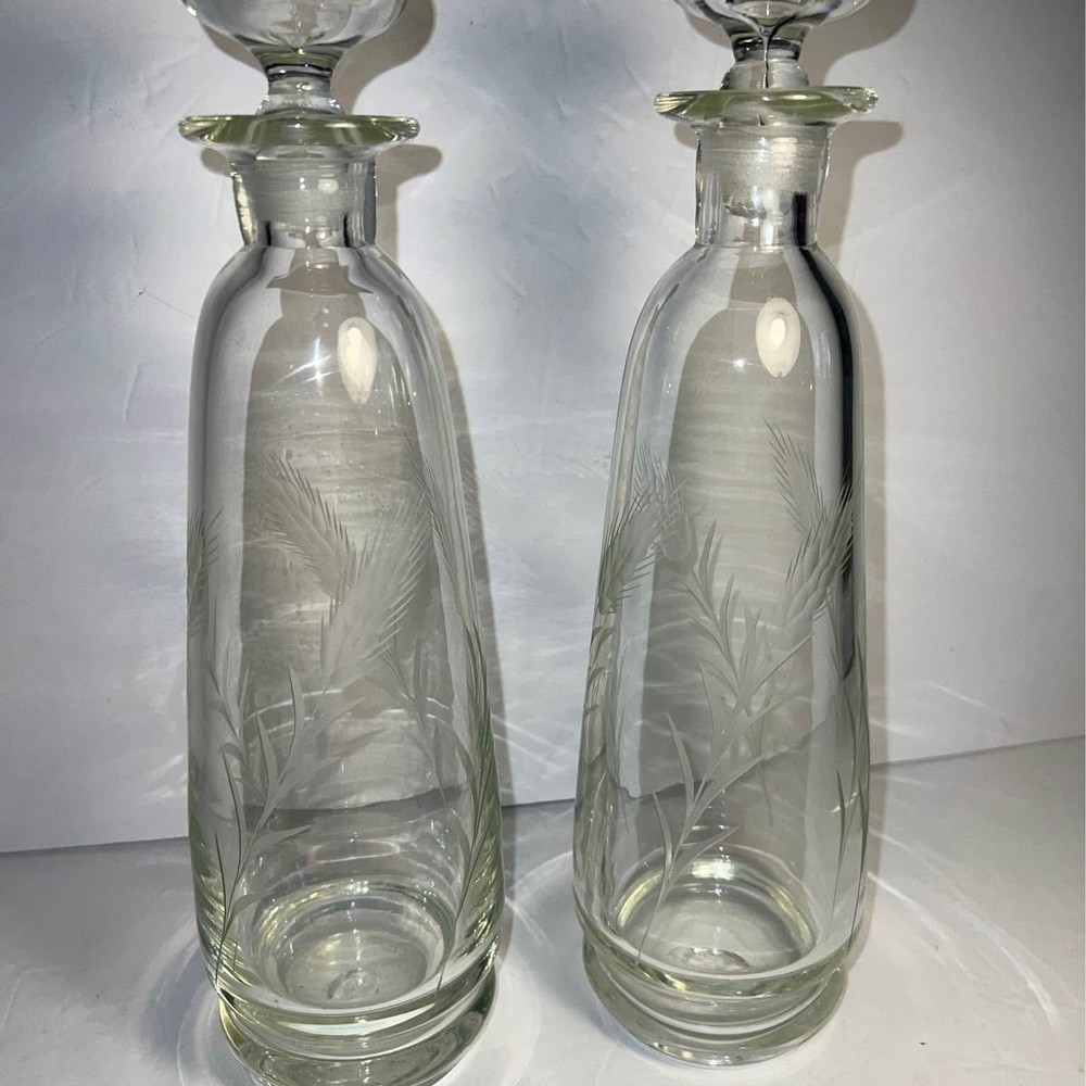 Vintage Glass Wine/Liquor Bottles (pair)
