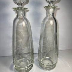 Vintage Glass Wine/Liquor Bottles (pair)