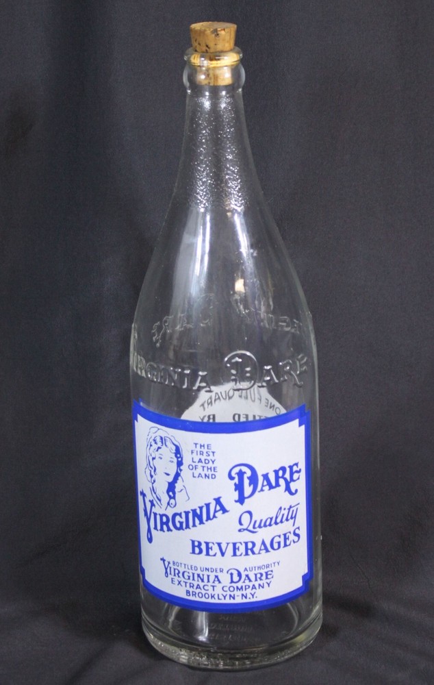 Vtg Virginia Dare Glass Bottle Detroit Quart General Beverage Co Cork Stopper