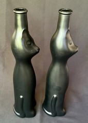 Cat Shaped Empty Wine Bottle 13&Prime; Tall Black Rheinhessen Riesling Glass Germany 2