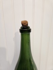 VTG Owen&rsquo;s Illinois Dark Green Heavy Glass Wine Bottle Markings w/ Cork 16&Prime; Tall