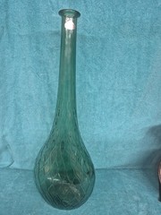 Vintage Green Glass Guildcraft Italy Embossed Honeycomb Bottle