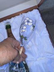 1995 Perrier Jouet Brut Fleur de Champagne Empty Bottle W/ Glasses And Box