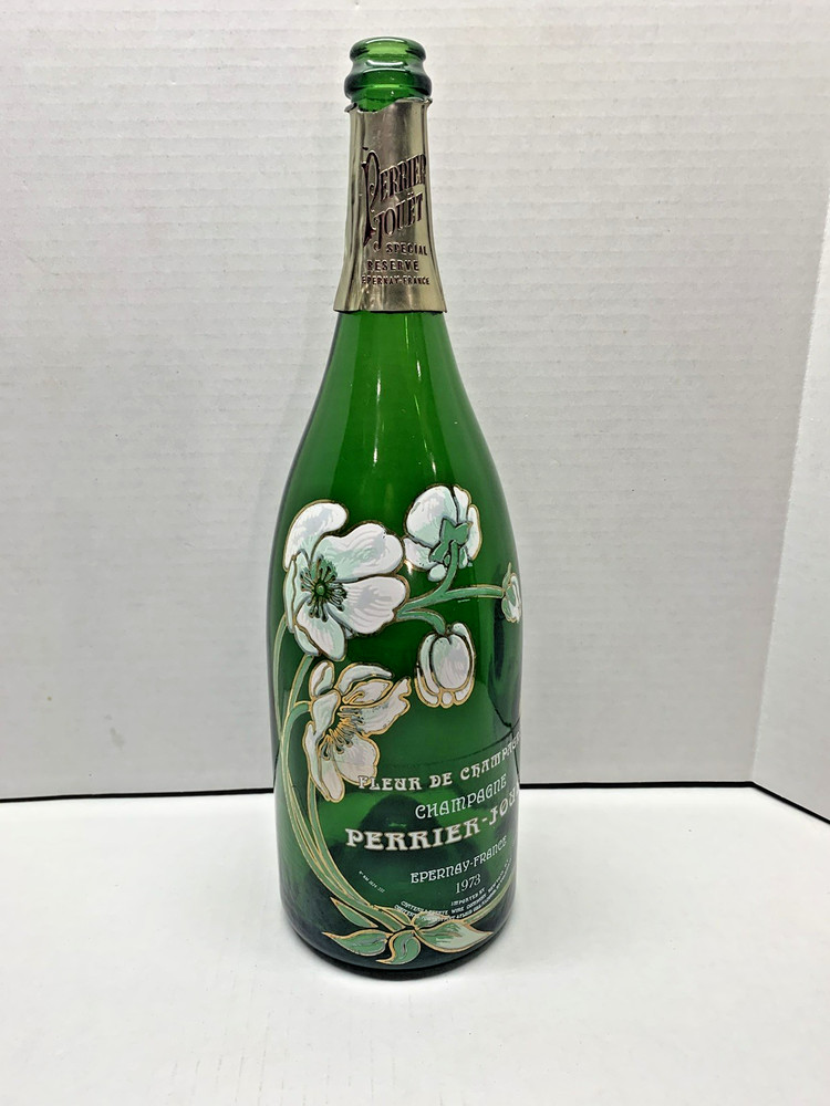 Vtg Collectible Perrier Jouet Fleur de Champagne PaintedBottle Empty 1973 magnum