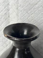 Vintage Brown Salt Glazed Stoneware Pear Shaped Wine Vessel/Vase Dug in Hawaii