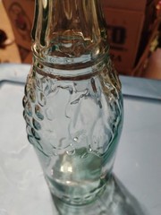 Green Clear Glass Bottle With Grape Leaf Design Wine Bottle 12 Inches