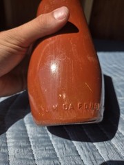 VTG 1980 JM Da Fonseca Azeitao Portugal Rust Brown Painted Glass 9&Prime; Floral
