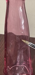 Vtg. Mosel Reisling Pink Glass Happy Cat Wine Bottle