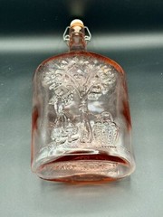 VTG Jus De Fruits Large Pink Glass Wine/Liquor Bottle w Original Rosenthal Label