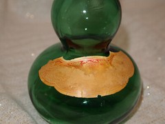 2 Small Vintage Green Glass Rose Bela & Moura Basto Wine Empty Bottles Portugal