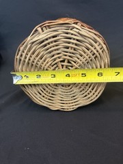 Antq Wicker Wrapped Aqua Glass Demijohn Wine Bottle 15” Tall French Farmhouse