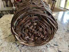 Antique Wicker Wrapped One Gal. Green/Rum Demijohn Glass Jug