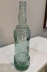 Vtg Himark Empty Green Blue Ornate Glass Bottle 12 1/2” H Made In Spain