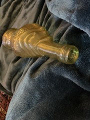 Italian Wine Bottle In Shape Of Fish, Vintage, Golden Color 12”x4”